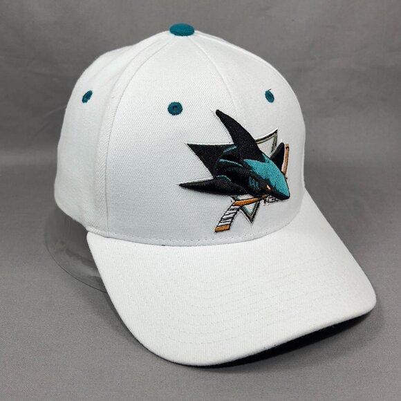 San Jose Sharks NHL Stretch Fit M/L Hat Cap Zephyr White Hockey California Mens - Picture 6 of 13
